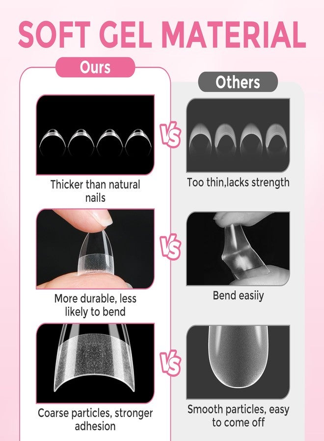 Luckyfairy أطراف أظافر قصيرة على شكل لوز: 360 قطعة من أطراف أظافر جل قصيرة جدًا على شكل لوز، تغطي نصف الوجه، مع مقبض ذاتي، وأطراف أظافر صناعية محفورة مسبقًا لتطويل الأظافر في صالونات التجميل المنزلية، 12 مقاسًا - Image 5